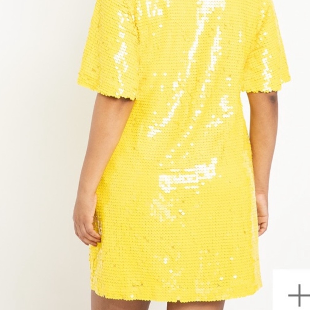 Eloquii V-neck sequin dress yellow NWT - Picture 3 of 4